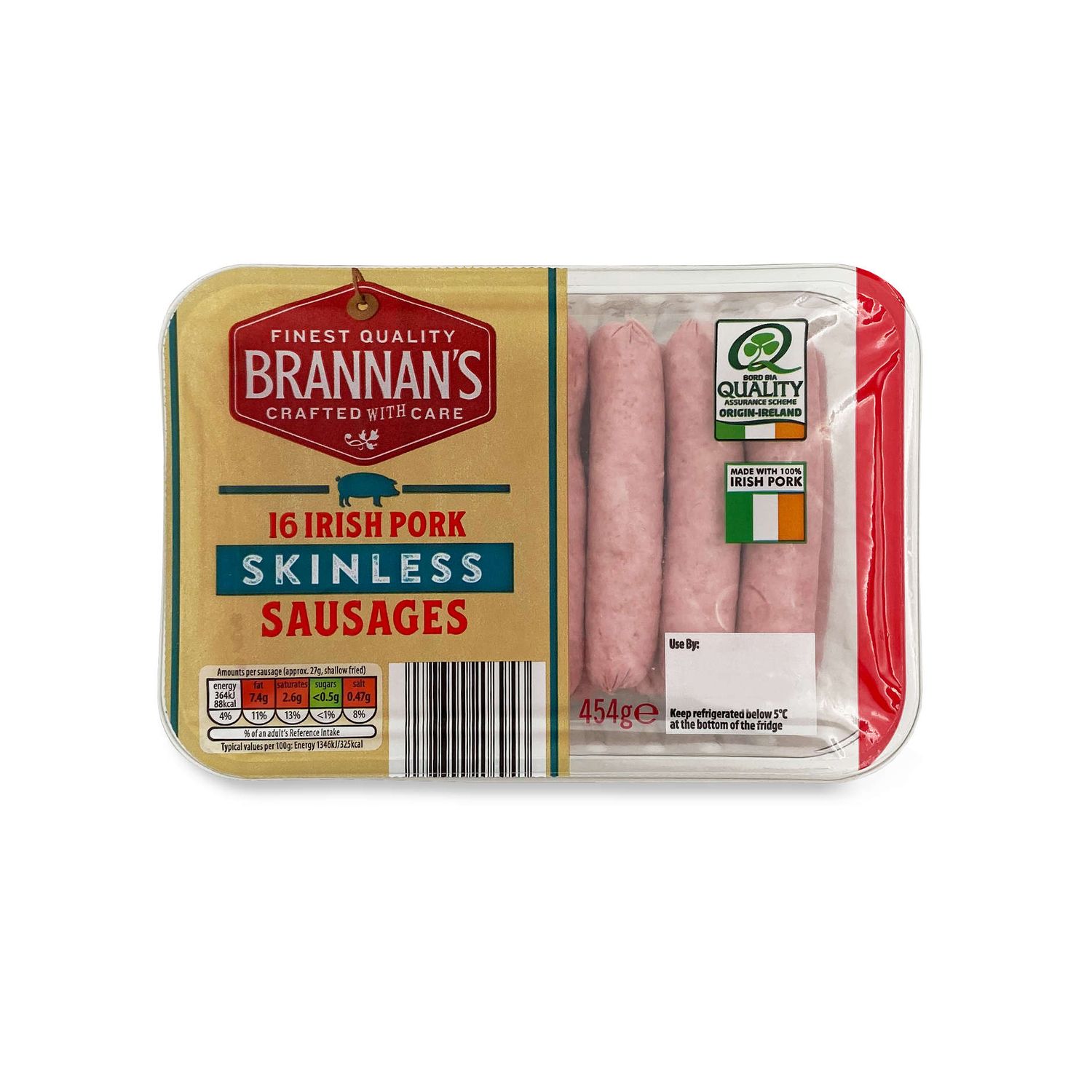 Irish Pork Skinless Sausages 454g Brannans Aldiie 4874